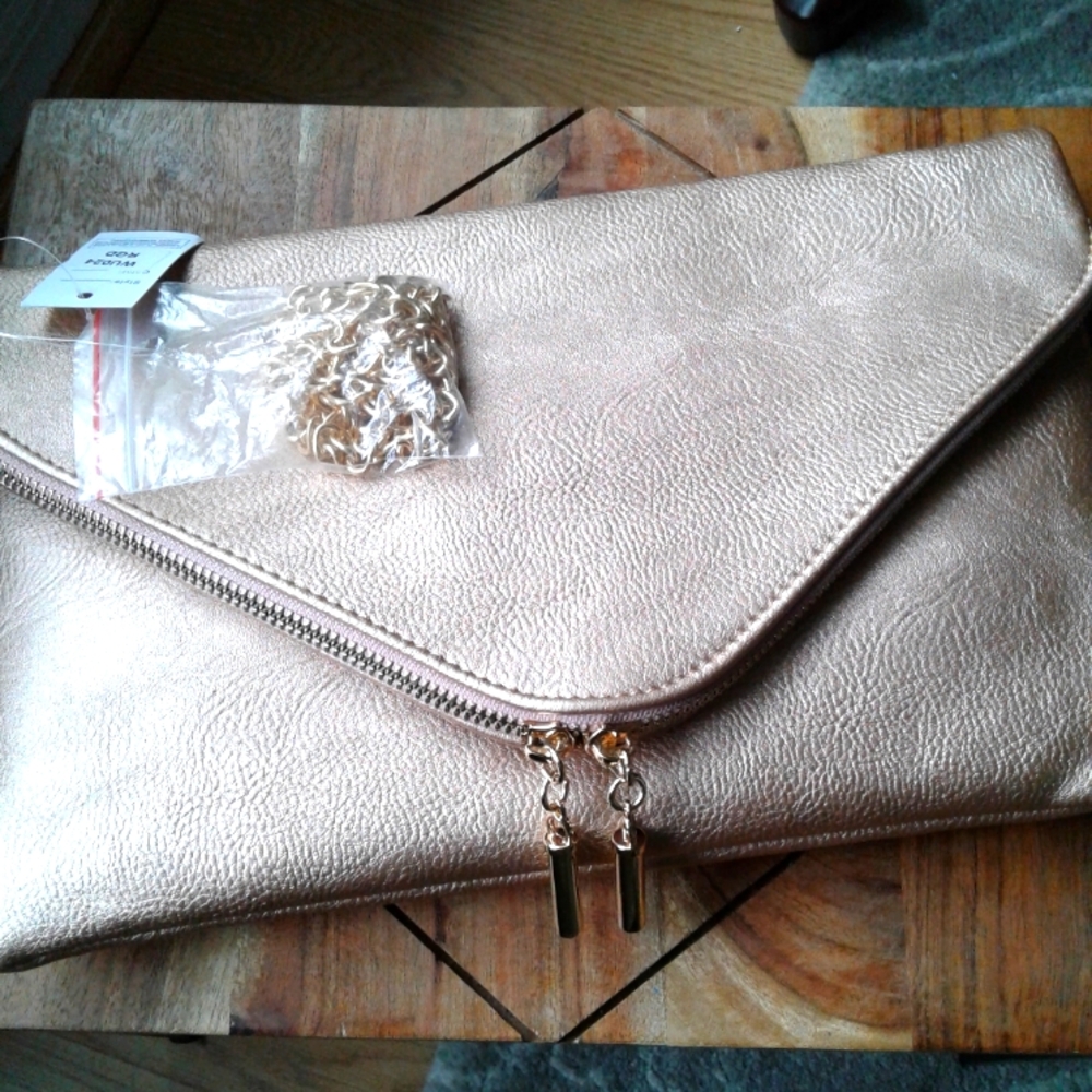 NWT Fashion Puzzle Gold Clutch Or Add Chain For Over The Shoulder Bag